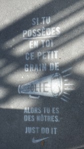 The newest craze in Paris: advertisements stamped on the streets.  Can you guess who this one is for?