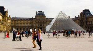 The famous pyramid at the Louvre.