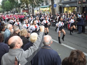 High stepping, baton hurling majorettes