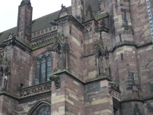 The red sandstone cathedral in Freiburg, Germany