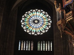 Beautiful rose window in the Strasbourg cathedral