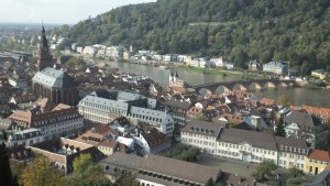 Aerial view of Heidelberg from atop the castle