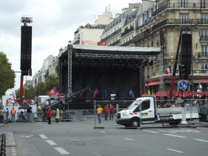 Huge concert stage beside Gare Montparnasse