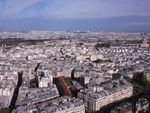 Panorama of Paris from the second level of the Eiffel Tower
