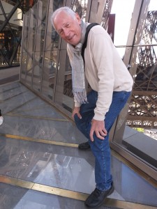 Bernie standing on the glass floor