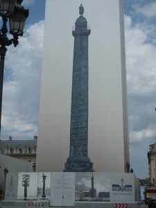 The famous Place Vendome Tower still under renovation.