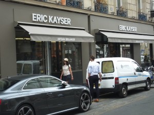 Eric Kayser on rue Danielle Casanova, one of the five best boulongeries for a croissant.  They have a little eatery inside and we recommend for an inexpensive Paris lunch.  A sandwich, dessert and drink is 13 euros; a salad, dessert and drink is 10.50.  Not bad!
