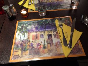 The special place mats which represent the image of the patio