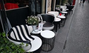 Café chairs at Club Raye. Add these to our mix.