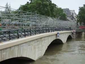 This is the infamous love-lock bridge where all the locks have been removed and replaced with Plexiglass siding.