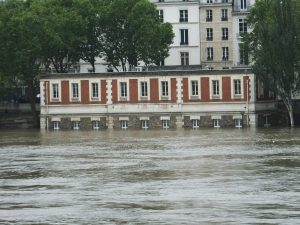 These waterworks buildings are built on the Quai of the river and now half under water.